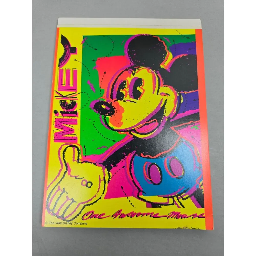 Vintage Mickey Mouse Mead Disney Electric Stationery Pad Neon Pop Art  90s